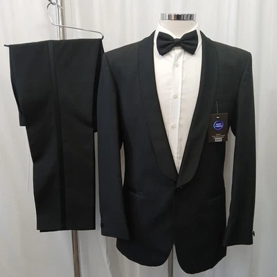 Traje de cena vintage Burton negro mezcla de lana 2 piezas C38L W34 L30 ropa formal clásica Foto 1 de 4