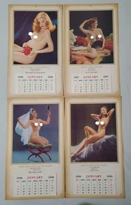 Lote de 4 - Calendario de servicio de autopartes PINUP vintage años 50 10x17" publicidad - Imagen 1 de 24