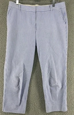 J. Pantalón Crew Skimmer Azul Blanco Seersucker Pantalones City Fit Recortado Para Mujer 10 Foto 1 de 4