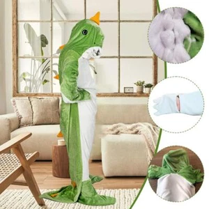 Dinosaur sleeping bag double-sided flannel wearable thickened blanket E6F3 - Picture 1 of 16