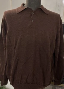 Patrick James Merino Wool Men’s XL Brown Sweater Collared Long Sleeve - Picture 1 of 2