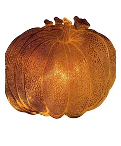 Pumpkin Placemats Set Of 6 Metallic Orange 15 In Vinyl Harvest Autumn - Foto 1 di 5