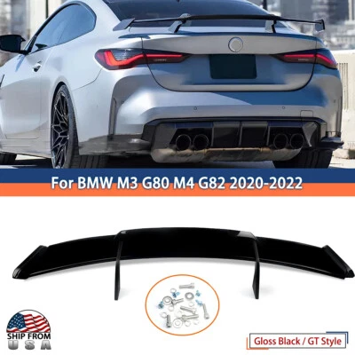 High Kick GT Style Rear Trunk Spoiler Wing For BMW M3 G80 M4 G82 2020-22 Glossy - Image 1 of 4