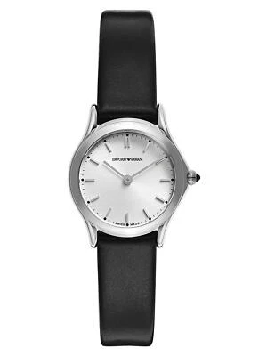 $695 MSRP | Emporio Armani Women’s Silver Dial Black Leather Watch - ARS7200 - Image 1 of 4