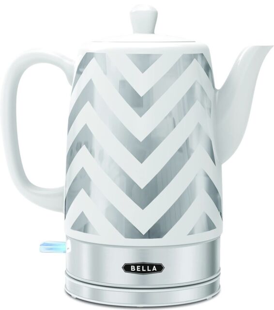  BELLA 1.5 Liter Electric Ceramic Tea Kettle with Boil Dry  Protection & Detachable Swivel Base, Silver Foil: Home & Kitchen