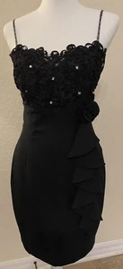 Vintage Roberta Y2K Women's Black Lacy Sleeveless Dress Size 9/10 Whimsigoth - Picture 1 of 9