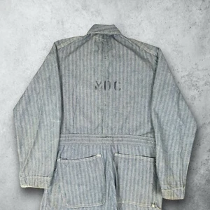 Vintage 60s Prison Corrections Denim HBT Sanforized Striped Overalls Workwear - Bild 1 von 17