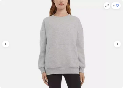 Danskin Ladies' Oversized Crewneck with Pocket (LIGHT GREY,SMALL) NWT - Image 1 of 3