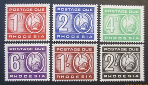 Rhodesia Stamps - Issued: 15 December 1966 Postage Dues - SG D12/D17 Set ~ MNH - Picture 1 of 3