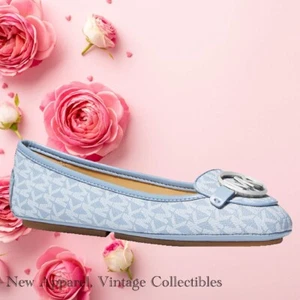Michael Kors Women's Size 9.5 Logo Moccasin Flats, Jacquard Loafer Shoes, Blue - Picture 1 of 6