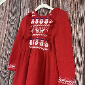 Mini Boden Girls Red Christmas Sweater Dress Wool Alpaca Blend 3-4 Yrs