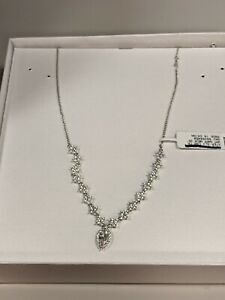 Sterling Silver Lab-Created White Sapphire Adjustable Necklace 26", MSRP: $200