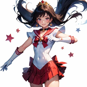 2023 Sailor Moon Sailor Mars Cosplay Costume Red Uniform Dress Satin Handmade - Picture 1 of 14