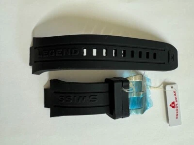 Man's Swiss Legend  Abyssos 2.0 Silicone/Rubber Black watch band strap - Image 1 of 2