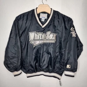 Vintage 90’s Starter MLB Chicago White Sox Satin Pullover Jacke XL Navy RAR - Bild 1 von 18