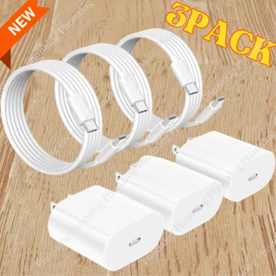 3X USB C Fast Charger For iPhone 15 14 13 12 11 Pro Max PD Type C Adapter Cable - Image 1 of 4