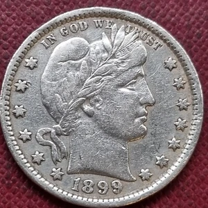 1899 Barber Quarter 25c Higher Grade AU #89524 - Picture 1 of 2