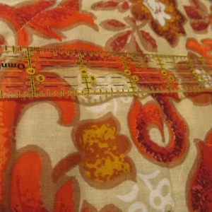 PreQuilted fabric home decor accent remnant scrap piece 9x44 orange 80s - Picture 1 of 2