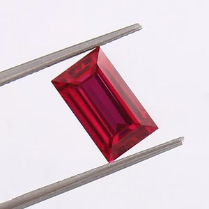 AAA 11x8 MM Natural Mozambique Pigeon Blood Red Ruby Loose Baguette Cut Gemstone - Picture 1 of 6