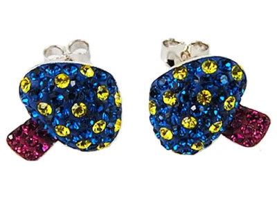 Pendientes Toadstool Dibujos Animados Zafiro Cristal Amarillo .925 Champiñón Ag ALAs Foto 1 de 4
