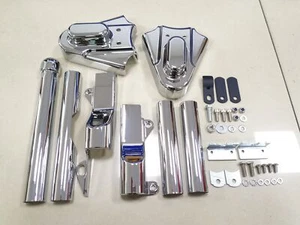 Metal Chrome Swingarm Covers w/ Phantom Axle Covers Kit For Harley Softail 00-07 - Picture 1 of 7