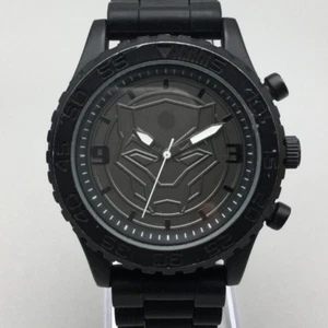 Marvel Black Panther Watch Men Black Logo Dial 42mm Silicone Band New Battery - Picture 1 of 16
