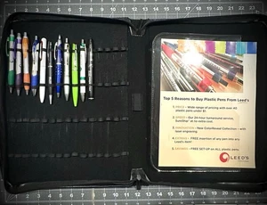 Leeds Pen Salesman Sample & Display High Capacity Travel Case Portfolio +15 Pens - Picture 1 of 5