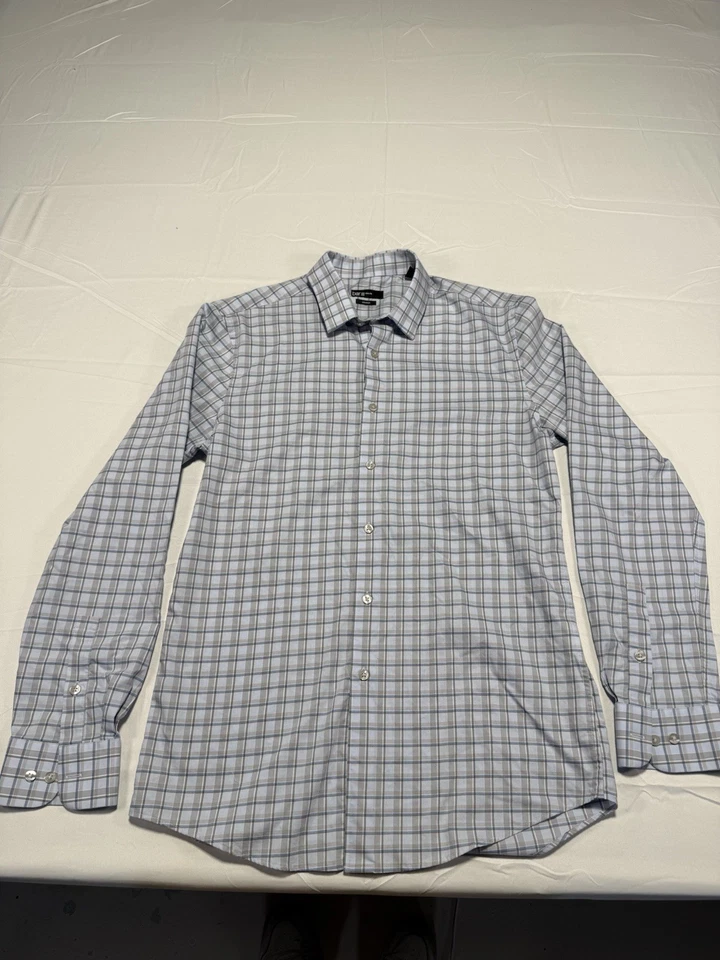 Camisa social Bar 111 slim fit elástica com botões - azul M-15- 15 1/2" - 34/35 - Imagem 1 de 4