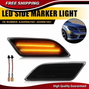 Amber LED Front Side Marker Indicator Lights For Mercedes W204 C250 C300 C350 - Picture 1 of 14