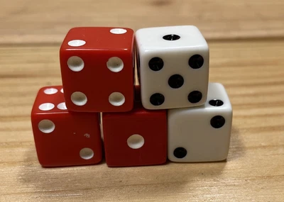 1998 Risk Board Game Replacement Pieces Parts 3 Red & 2 White Battle Dice - Image 1 of 3