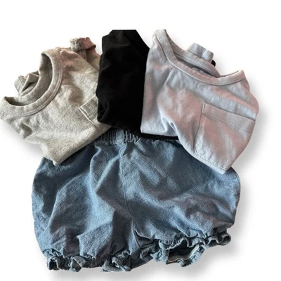 BABY Nordstrom 9M Lote unisex de 4 camisetas y pantalones cortos de manga corta Algodón EUC Foto 1 de 4