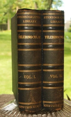 STEREOGRAPHIC LIBRARY TELEBINOCULAR KEYSTONE VIEW CO IN VOL 1 & 2 BOOK CASE - Image 1 of 4