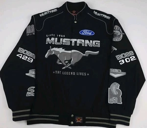 Vintage Jeff Hamilton Ford Mustang Racing Jacket Embroidered Logos Rare Sports - Bild 1 von 9