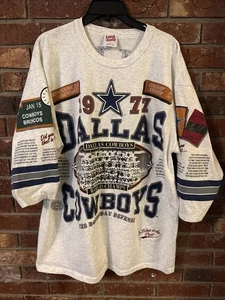 Camiseta Dallas Cowboys Vintage Años 90 Historia AOP Campeones Manga 3/4 XL Larga Atrás quedó - Imagen 1 de 6