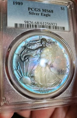 1989 BETTER DATE  PCGS MS68 American Silver Eagle Beautifully Toned ✨️/Video - Image 1 of 4