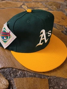 Deadstock Vintage Oakland Athletics A's New Era Diamond Pro Fitted Hat 7 5/8 - Picture 1 of 11