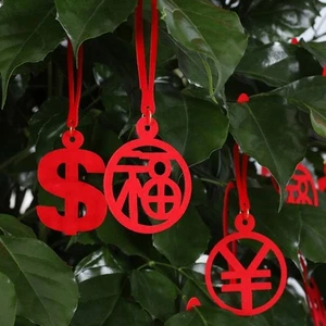 Spring Festival Collection Red Flocking Lantern Ornament Bonsai Pendant - Picture 1 of 19