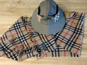 Women's Burberrys Nova Check Plaid Bucket Hat and Cashmere Scarf - Picture 1 of 12
