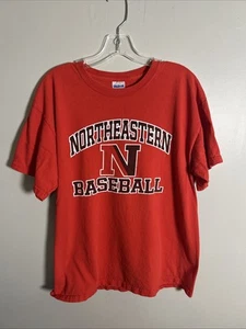 Y2K Northeastern University Baseball Reebok X Gildan Red T-shirt Size Large  - Picture 1 of 11