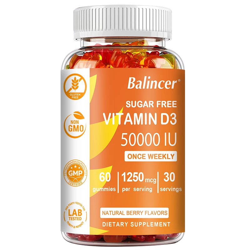 Vitamina D3 50000 UI cápsulas blandas con huesos fuertes de alta potencia sin azúcar Foto 1 de 4