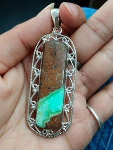 Genuina Crisoprasa Colgante Piedra Preciosa 925 Joyería de Plata de Ley... - Imagen 1 de 6