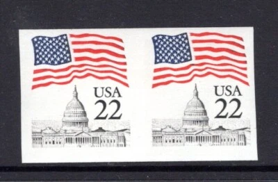 2115f  1985 22 Cent Imperf Coil Pair VFNH SCV $10 - Image 1 of 2