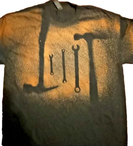 DIY Mechanic Car Mens Carpenter T Shirt Hammers And Spanners Black Medium Tee US - Picture 1 of 7
