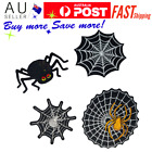 Black Spider Web Iron on Patch Halloween Golden Silver White Red Eyes (1PC)