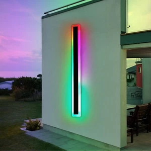 2x 59" Outdoor Wall Lights, 2 PACK RGB/Warm/White Dimmable Modern Led & Remote - Picture 1 of 7