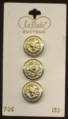 3 VINTAGE LA MODE GOLD W/ EAGLE  9/16" SHANK BUTTONS ON CARD NEW NEVER USED - Image 1 of 2