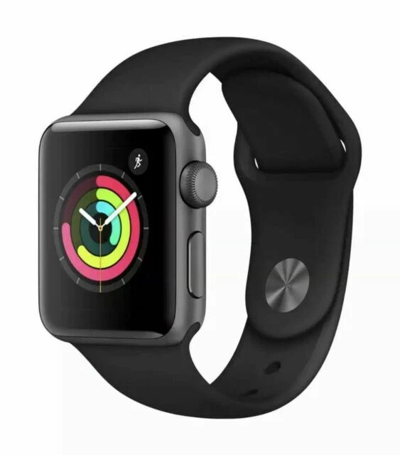 Apple Watch Series 3 38mm Space Gray Aluminum Case Black Sport Band Smart Watch - Image 1 of 1