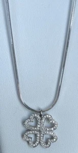 Collana Quadrifoglio Oro Bianco 18kt Con Diamanti Recarlo - Foto 1 di 5