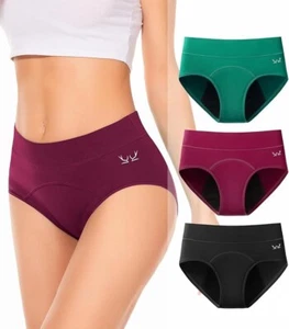 NEW 3 Pack Medium Leakproof Period Panties Menstrual Postpartum Underwear Cotton - Picture 1 of 6