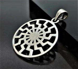 Black Sun Pendant 925 Sterling Silver Occult Esoteric Talisman Protective Amulet - Picture 1 of 7